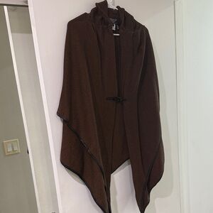 Women's Hooded Poncho Cape in Brown
